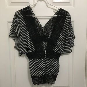 Lace & stripe over piece